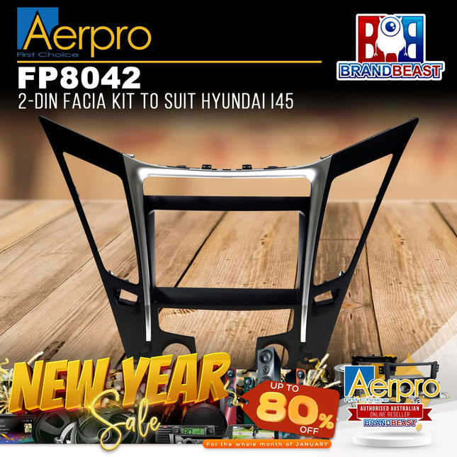 Aerpro FP8042 Double DIN Black/Silver Facia Kit Suit Hyundai i45 2009 - 2012