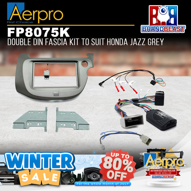 Aerpro FP8075K Double DIN Grey Install Kit Suit Honda Jazz GE 2008 - 2013