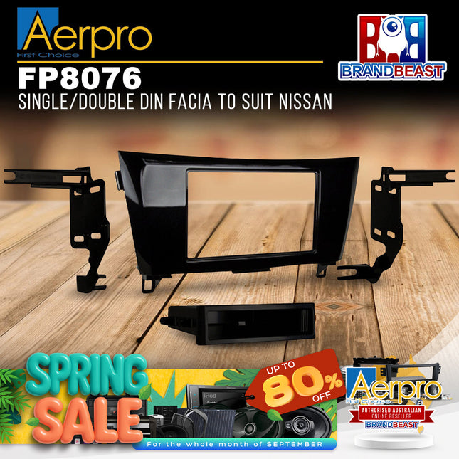 Aerpro FP8076 Single/Double DIN Gloss Black Facia Kit Suit Nissan Various Models