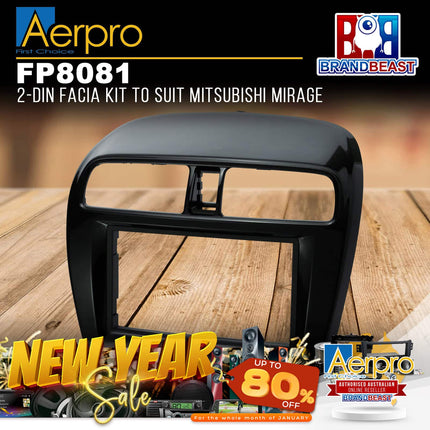 Aerpro FP8081 2DIN Gloss Black Facia Kit Suit Mitsubishi Mirage LA 2012 - 2020