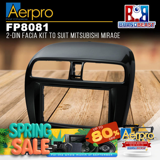 Aerpro FP8081 2DIN Gloss Black Facia Kit Suit Mitsubishi Mirage LA 2012 - 2020