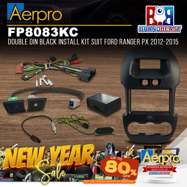 Aerpro FP8083KC Double DIN Black Install Kit Suit Ford Ranger PX 2012-2015