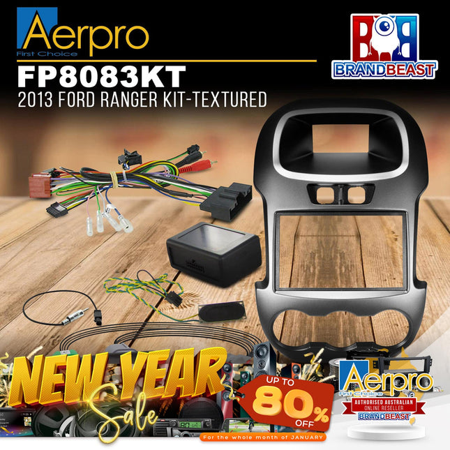 Aerpro FP8083KT 2DIN Textured Metallic Charcoal Install Kit Suit Ford Ranger PX