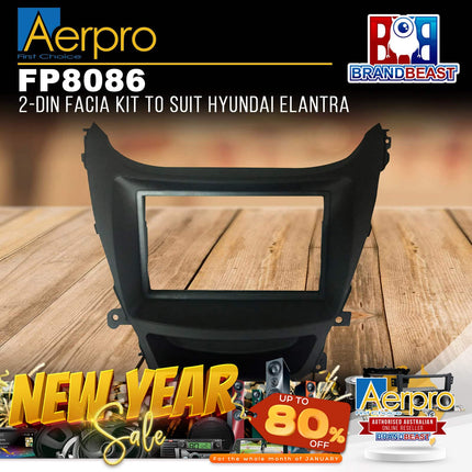 Aerpro FP8086 Double DIN Black Facia Kit Suit Hyundai Elantra MD3 2013 - 2015