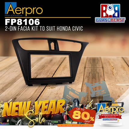 Aerpro FP8106 2DIN Charcoal Facia Kit Suit Honda Civic Hatchback 2012 - 2015