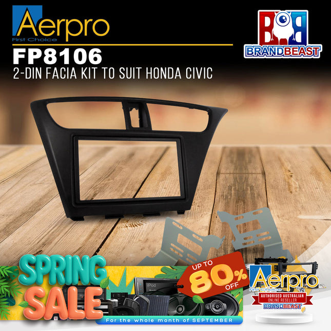 Aerpro FP8106 2DIN Charcoal Facia Kit Suit Honda Civic Hatchback 2012 - 2015