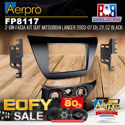 Aerpro FP8117 Double DIN Black Facia Kit Suit Mitsubishi Lancer 2003 - 2007