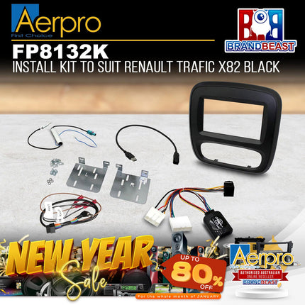 Aerpro FP8132K Double DIN Black Install Kit Suit Renault Trafic X82 2014 - ON