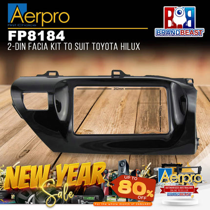 Aerpro FP8184 Double DIN Gloss Black Facia Kit Suit Toyota Hilux 2015 - 2020