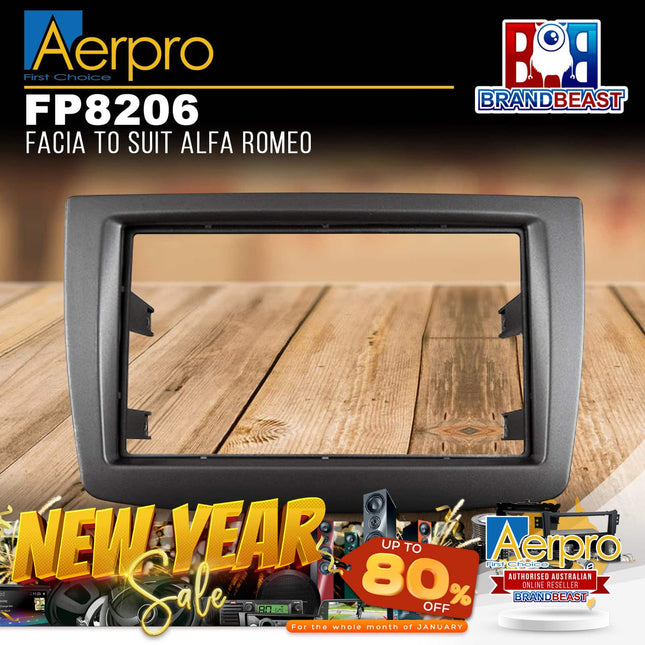 Aerpro FP8206 2DIN Metallic Silver Facia Kit Suit Alfa Romeo MiTo 2008 - 2013