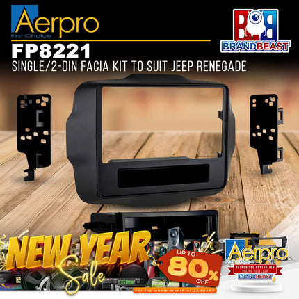 Aerpro FP8221 Single/Double DIN Matte Black Facia Kit Suit Jeep Renegade 2015 - ON