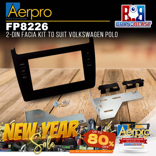 Aerpro FP8226 Double DIN Matte Black Facia Kit Suit Volkswagen Polo 2015