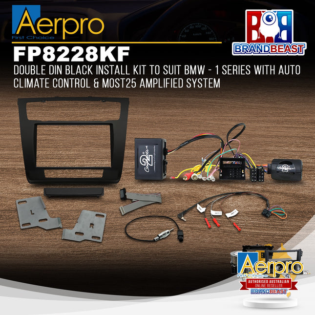 Aerpro FP8228KF Double DIN Black Install Kit Suit BMW 1 Series 2004 - 2011