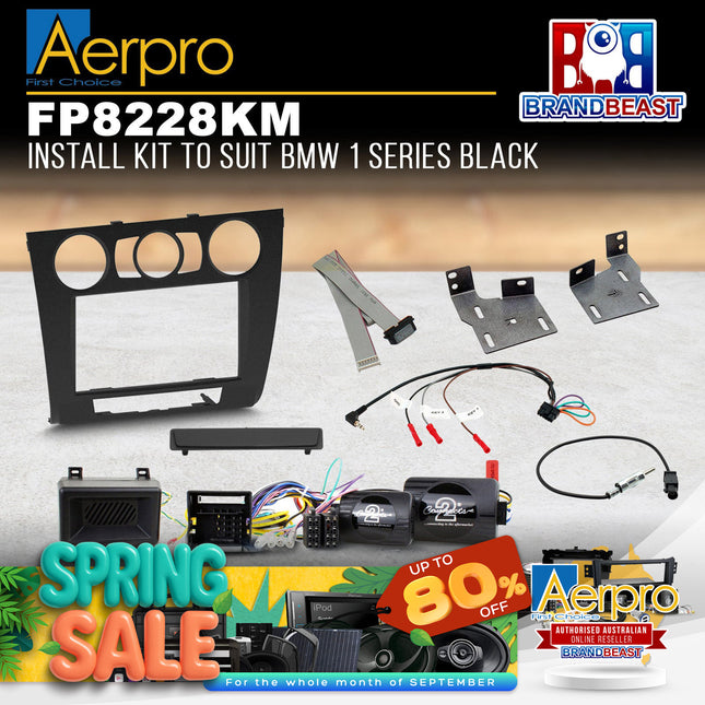 Aerpro FP8228KM Double DIN Black Install Kit Suit BMW 1 Series 2004 - 2011