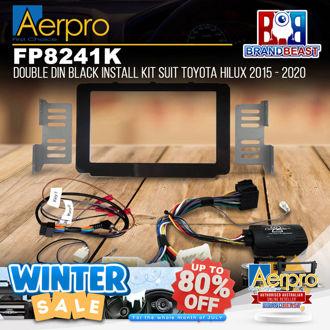 Aerpro FP8241K Double DIN Black Install Kit Suit Toyota Hilux 2015 - 2020