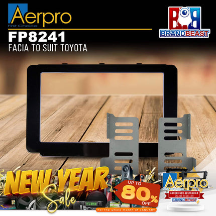 Aerpro FP8241 2DIN Metallic Gloss Black Facia Kit Suit Toyota Hilux 2015 - 2020