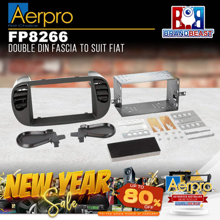 Aerpro FP8266 Double DIN Matte Black Facia Kit Suit Fiat 500 2008 - 2014