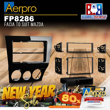 Aerpro FP8286 Single/Double DIN Facia Kit Gloss Black Suit Mazda RX8 2008 - 2010