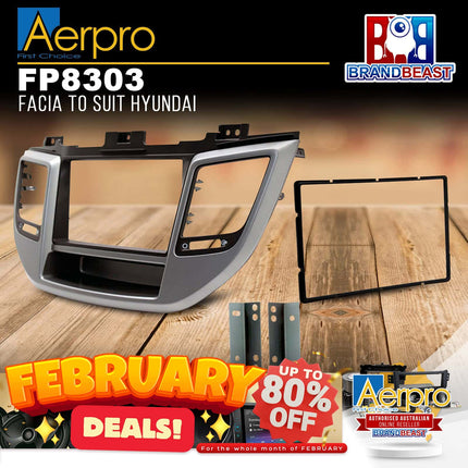 Aerpro FP8303 Double DIN Silver/Black Facia Kit Suit Hyundai Tucson 2015 - 2018