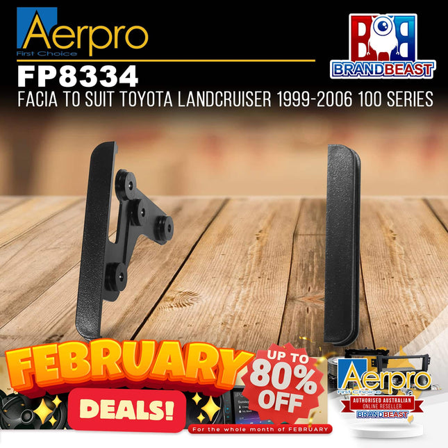 Aerpro FP8334 Double DIN Black Facia Kit Suit Toyota LC 100 Series 1999 - 2006