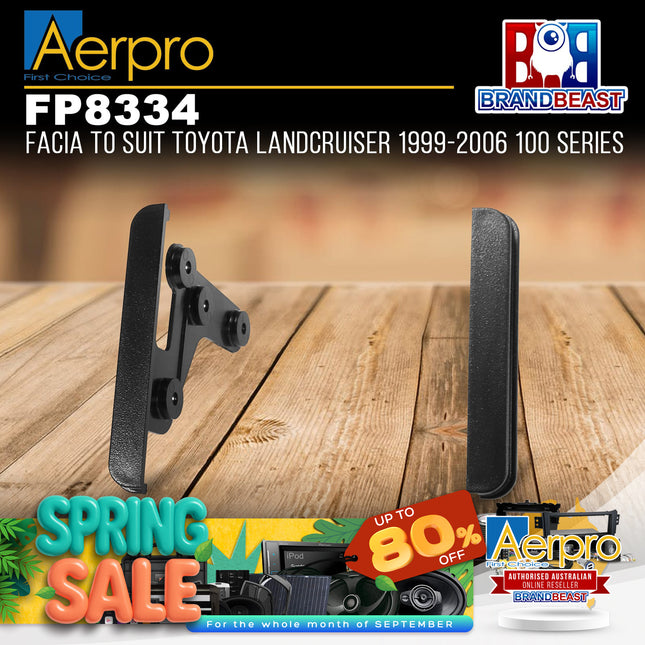 Aerpro FP8334 Double DIN Black Facia Kit Suit Toyota LC 100 Series 1999 - 2006