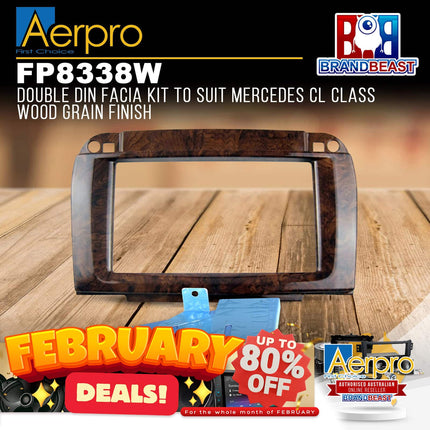 Aerpro FP8338W Double DIN Facia Kit Suit Mercedes CL Class - Wood Grain Finish