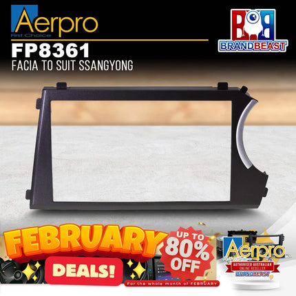 Aerpro FP8361 Double DIN Black Facia Kit Suit Ssangyong Actyon/Kyron