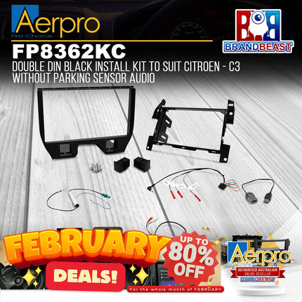 Aerpro FP8362KC  Double DIN Black Install Kit to Suit Citroen - C3i