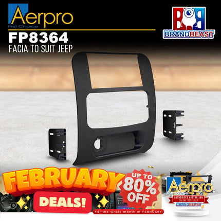 Aerpro FP8364 Double DIN Black Facia Kit Suit Jeep Cherokee KJ 2001 - 2007