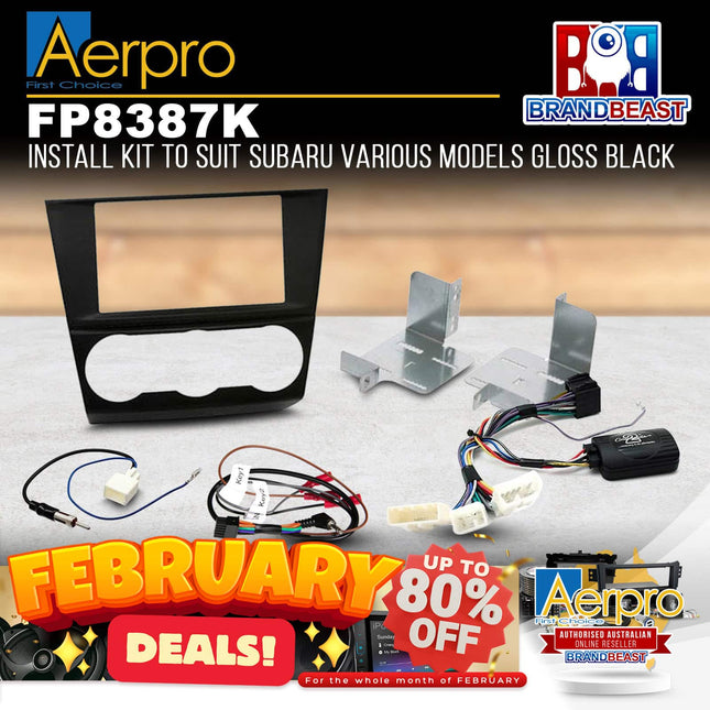 Aerpro FP8387K Double DIN Install Kit Suit Subaru Various Models - Gloss Black