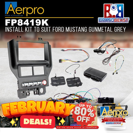 Aerpro FP8419K Double DIN Gunmetal Grey Install Kit Suit Ford Mustang 2015 - ON