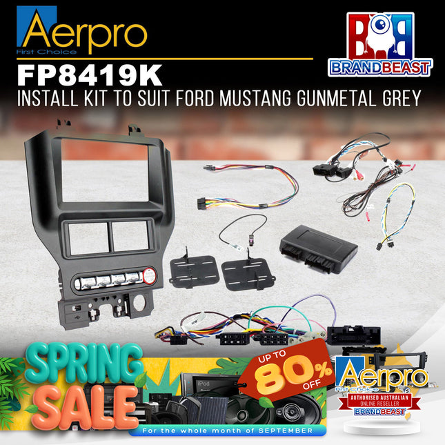 Aerpro FP8419K Double DIN Gunmetal Grey Install Kit Suit Ford Mustang 2015 - ON