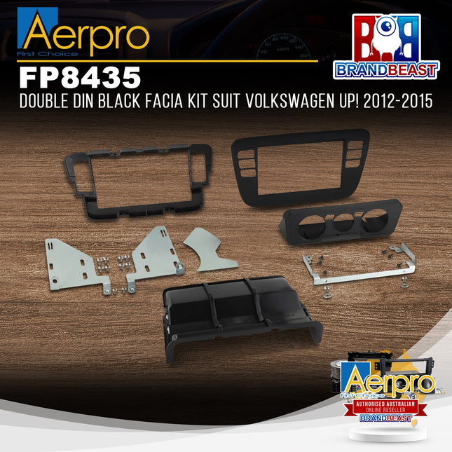 Aerpro FP8435 Double DIN Black Facia Kit Suit Volkswagen Up! 2012 - 2015