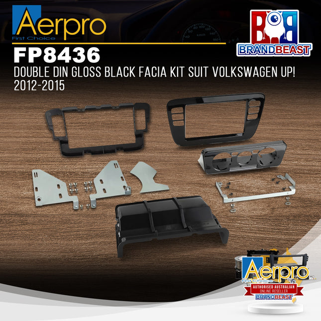 Aerpro FP8436 Double DIN Gloss Black Facia Kit Suit Volkswagen Up! 2012 - 2015