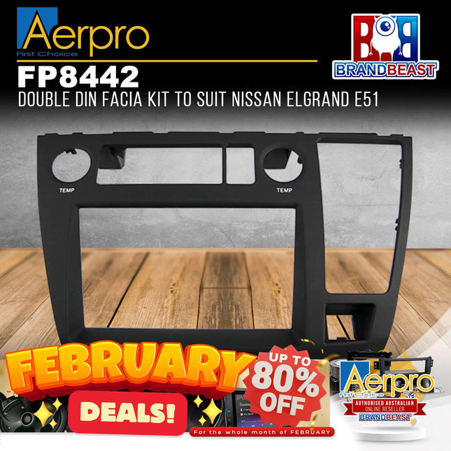 Aerpro FP8442 Double DIN Black Facia Kit Suit Nissan Elgrand 2004 - 2007