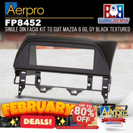 Aerpro FP8452 Single Din Facia Kit to Suit Mazda 6 GG, GY Black