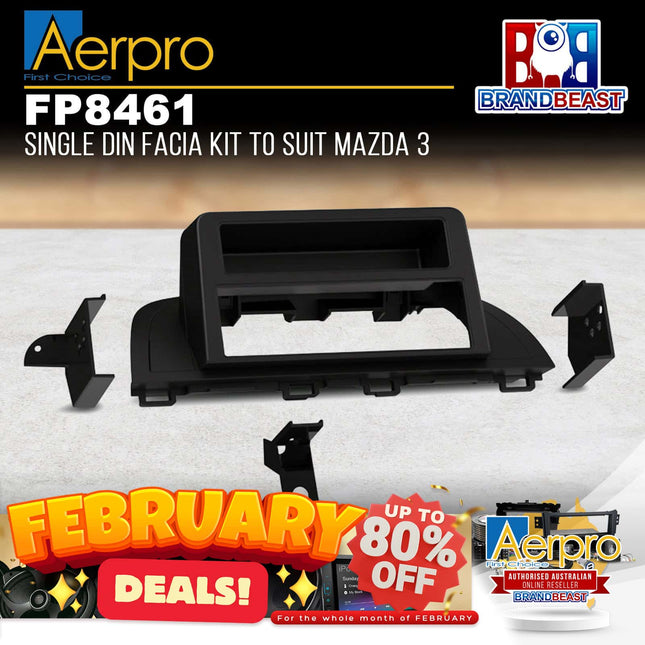 Aerpro FP8461 Single DIN Black Facia Kit Suit Mazda 3 Axela 2013 - 2016