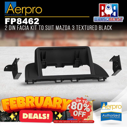 Aerpro FP8462 2DIN Textured Black Facia Kit Suit Mazda 3 BM (Axela) 2013 - 2016