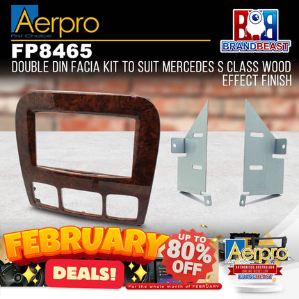 Aerpro FP8465 Double DIN Wood Effect Finish Facia Kit Suit Mercedes S Class