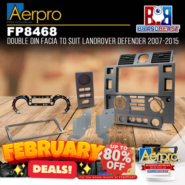 Aerpro FP8468 Double DIN Matte Black Facia Kit Suit Landrover Defender 2007-2015