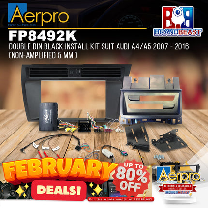 Aerpro FP8492K Double DIN Black Install Kit Suit Audi A4/A5 2007 - 2016