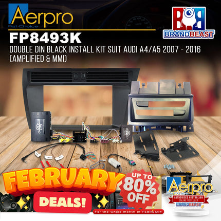 Aerpro FP8493K Double DIN Black Install Kit Suit Audi A4/A5 2007 - 2016