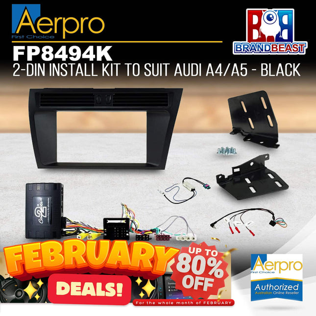 Aerpro FP8494K Amplified 2-DIN Install Kit to Suit Audi A4/A5