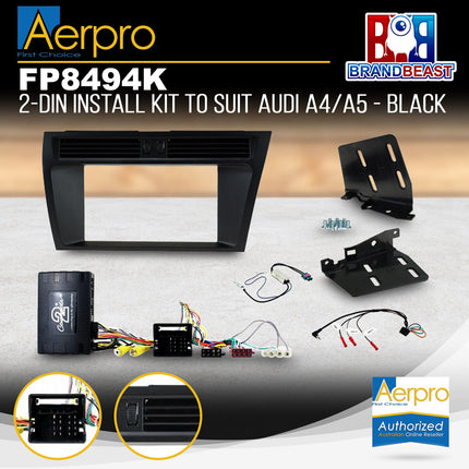 Aerpro FP8494K Amplified 2-DIN Install Kit to Suit Audi A4/A5