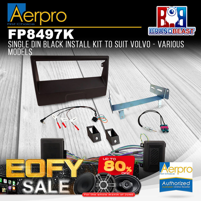 Aerpro FP8497K Single DIN Black Install Kit to Suit Volvo - Various Models