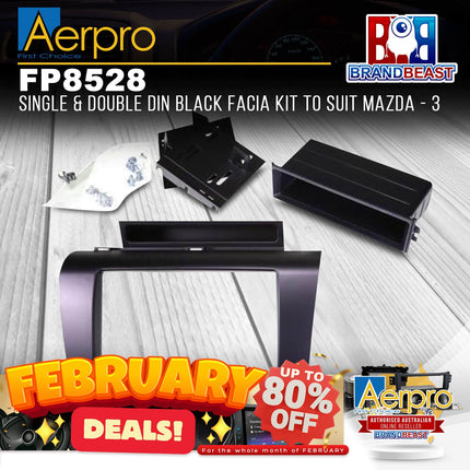 Aerpro FP8528 Single/Double DIN Black Facia Kit Suit Mazda 3 2004 - 2009