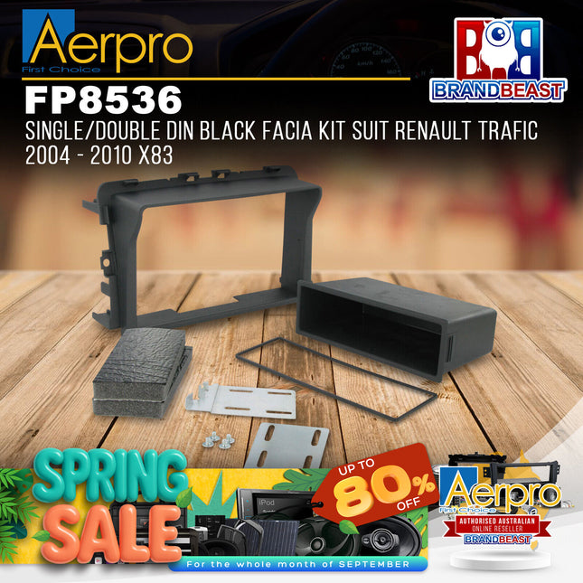 Aerpro FP8536 Single/Double DIN Black Facia Kit Suit Renault Trafic 2004 - 2010