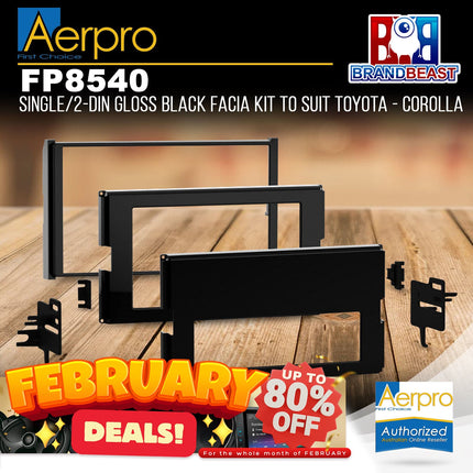 Aerpro FP8540 Single/Double DIN Black Facia Kit Suit Toyota Corolla 2018 - 2022