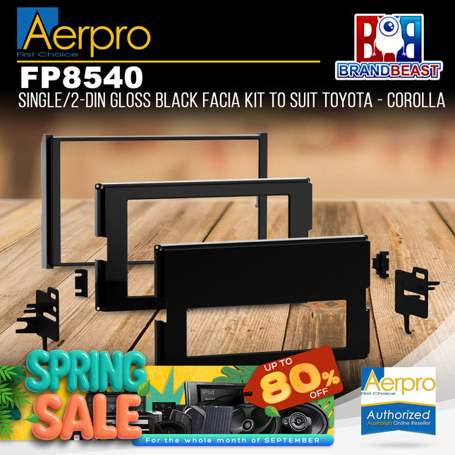 Aerpro FP8540 Single/Double DIN Black Facia Kit Suit Toyota Corolla 2018 - 2022