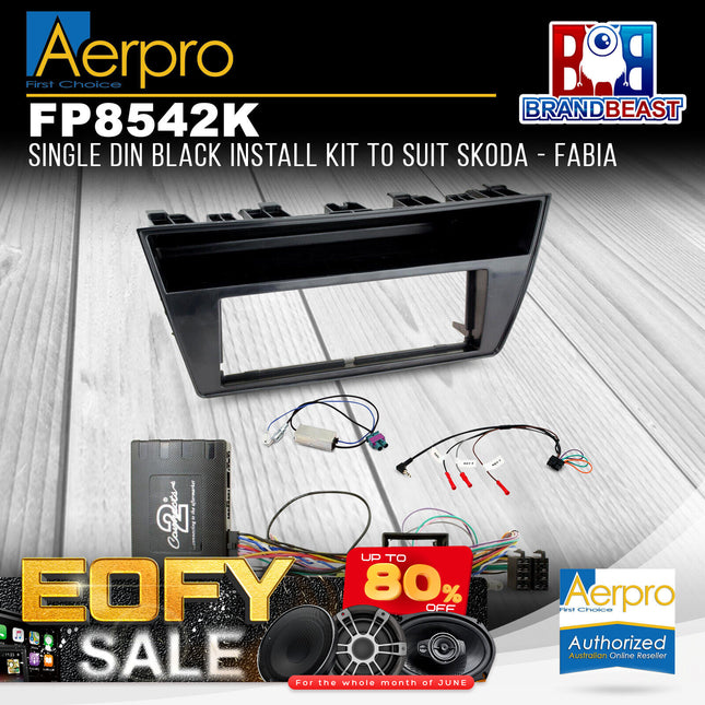 Aerpro FP8542K Single DIN Black Install Kit to Suit Skoda - Fabia